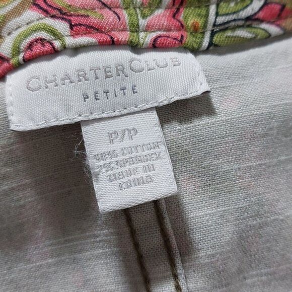 Charter Club Multicolor Paisley Floral Cotton Stretch Button Front Jacket XSP - Picture 11 of 12